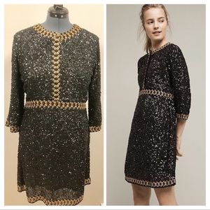 Anthropologie Varun Bahl Black Beaded Dress Small